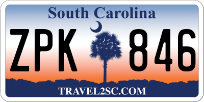 SC license plate ZPK846