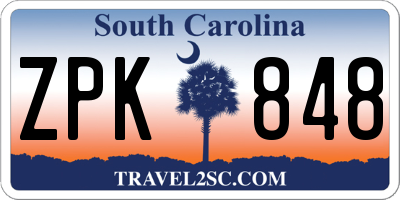 SC license plate ZPK848