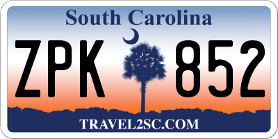 SC license plate ZPK852