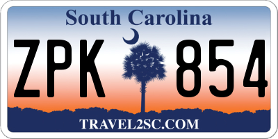 SC license plate ZPK854