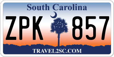 SC license plate ZPK857