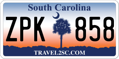 SC license plate ZPK858