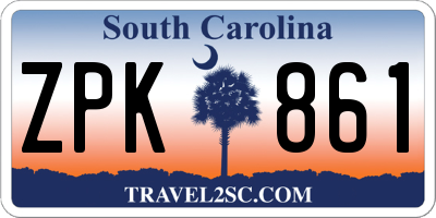 SC license plate ZPK861