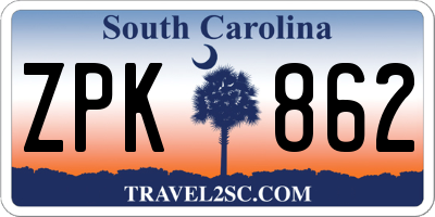 SC license plate ZPK862