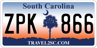 SC license plate ZPK866