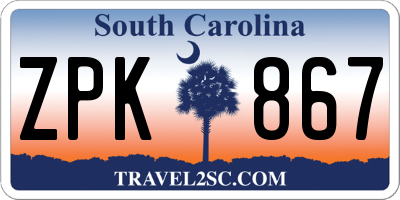 SC license plate ZPK867