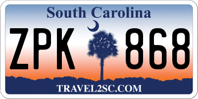 SC license plate ZPK868