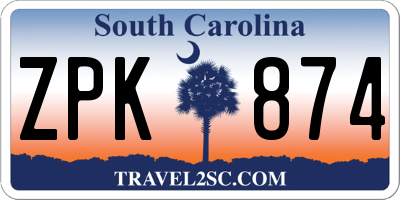 SC license plate ZPK874