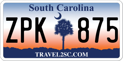 SC license plate ZPK875