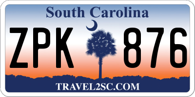 SC license plate ZPK876