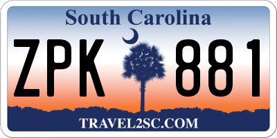 SC license plate ZPK881