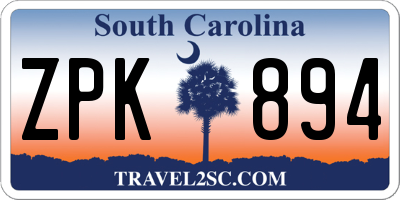 SC license plate ZPK894