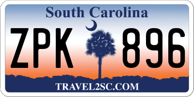 SC license plate ZPK896