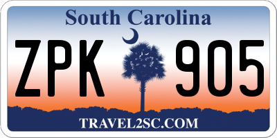 SC license plate ZPK905
