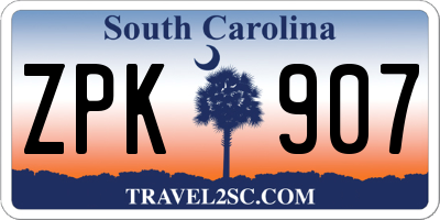 SC license plate ZPK907