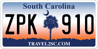 SC license plate ZPK910