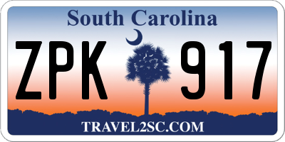 SC license plate ZPK917