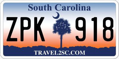 SC license plate ZPK918