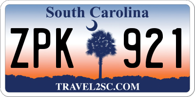 SC license plate ZPK921