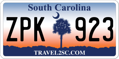 SC license plate ZPK923