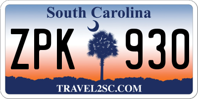 SC license plate ZPK930