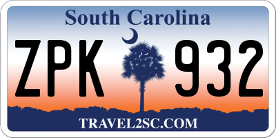 SC license plate ZPK932
