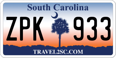 SC license plate ZPK933