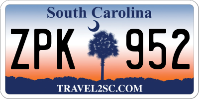 SC license plate ZPK952