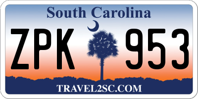 SC license plate ZPK953