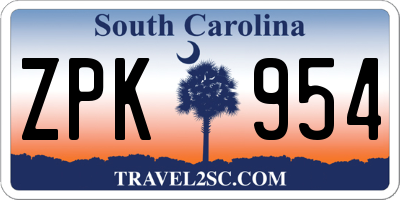 SC license plate ZPK954