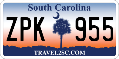 SC license plate ZPK955