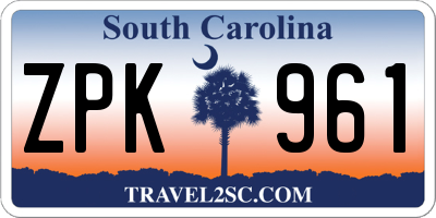 SC license plate ZPK961