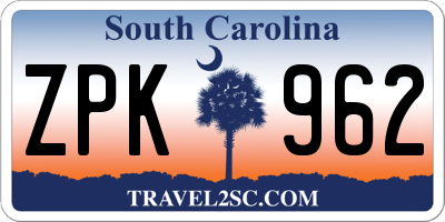 SC license plate ZPK962