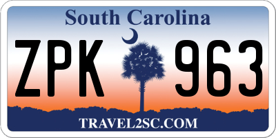 SC license plate ZPK963