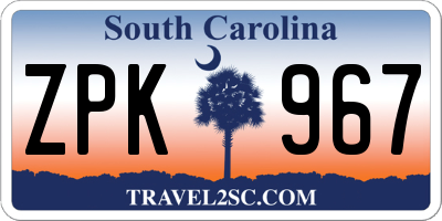 SC license plate ZPK967