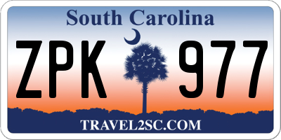 SC license plate ZPK977