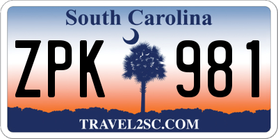 SC license plate ZPK981