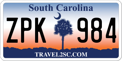 SC license plate ZPK984