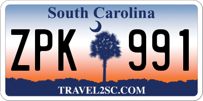 SC license plate ZPK991