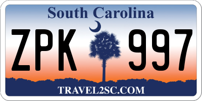 SC license plate ZPK997