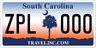 SC license plate ZPL000