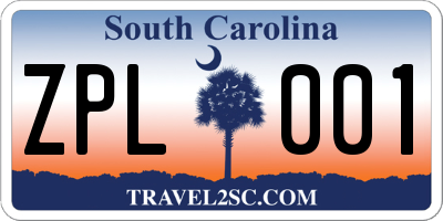 SC license plate ZPL001
