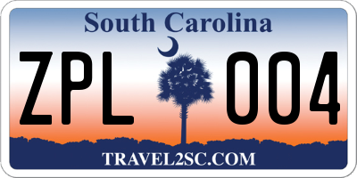 SC license plate ZPL004