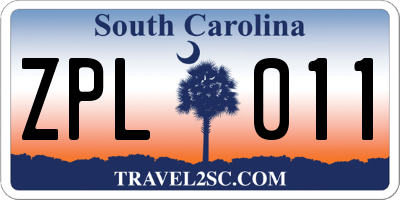 SC license plate ZPL011