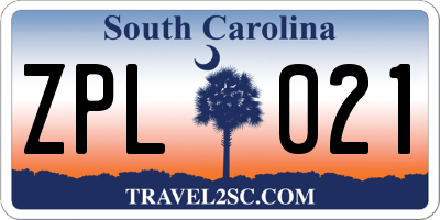 SC license plate ZPL021