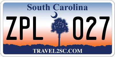 SC license plate ZPL027