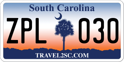 SC license plate ZPL030