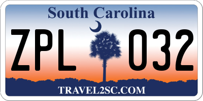 SC license plate ZPL032