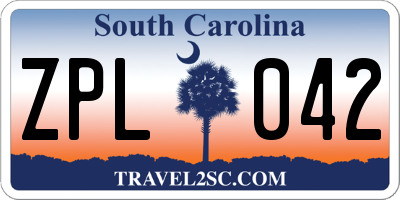 SC license plate ZPL042