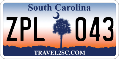 SC license plate ZPL043